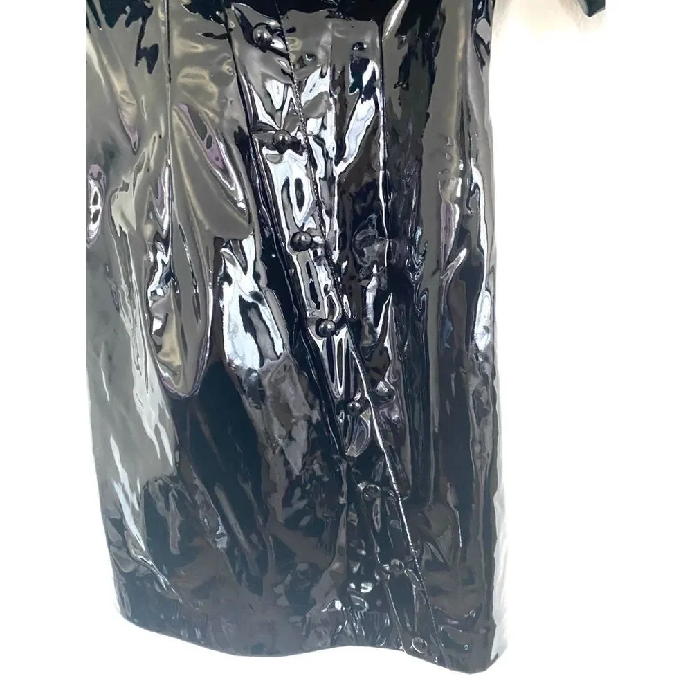 Sandra Mansour Faux Patent Leather Ruffled Dress IT38